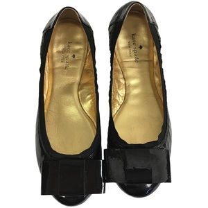 Kate Spade NY Felice Bow Black Patent Ballet Flats
